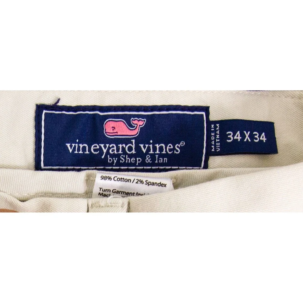 Vineyard Vines Men's Size W34 X L34 Khaki Tan Flat Front Straight Leg Pants